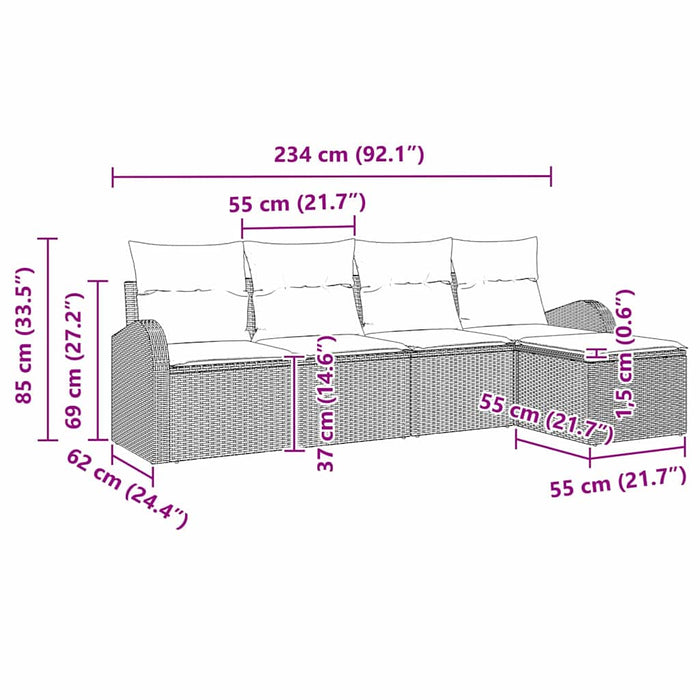 Set de canapele pentru grădină cu pernă 5 pcs Maro Rattan poli - WALTI WALTI