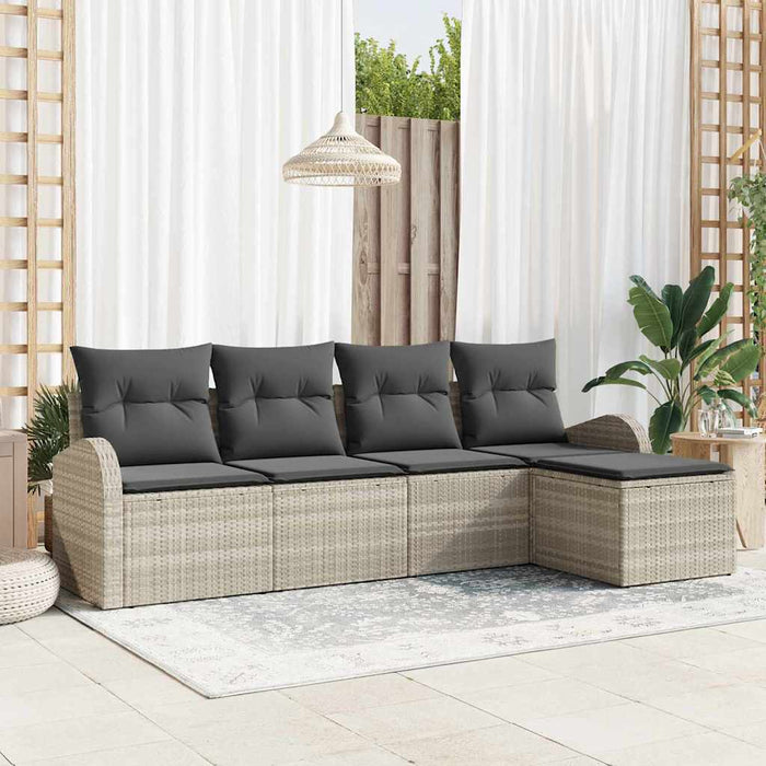 Set de canapele pentru grădină 5 pcs Gri deschis Rattan poli - WALTI WALTI