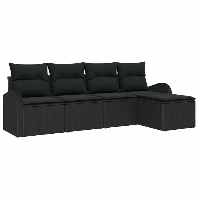 Set de canapele pentru grădină cu pernă 5 pcs Negru Rattan poli - WALTI WALTI