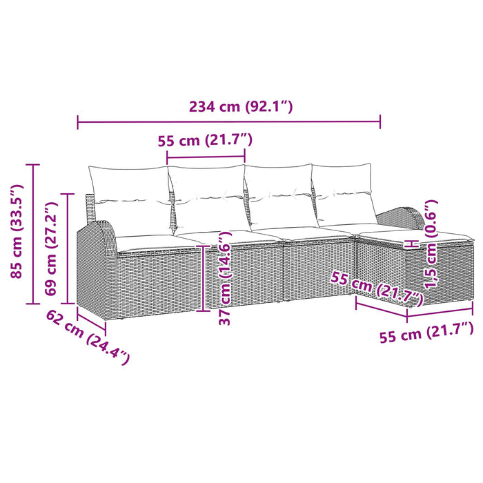 Set de canapele pentru grădină 5 pcs Maro poliratan - WALTI WALTI