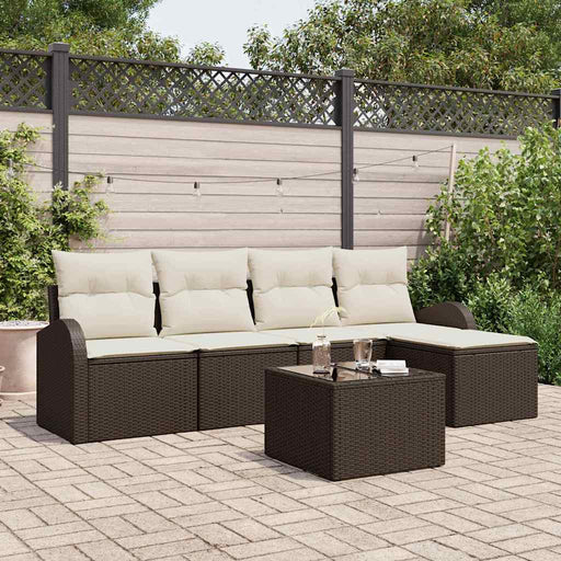 Set de canapele pentru grădină cu pernă 6 pcs Maro Rattan poli - WALTI WALTI