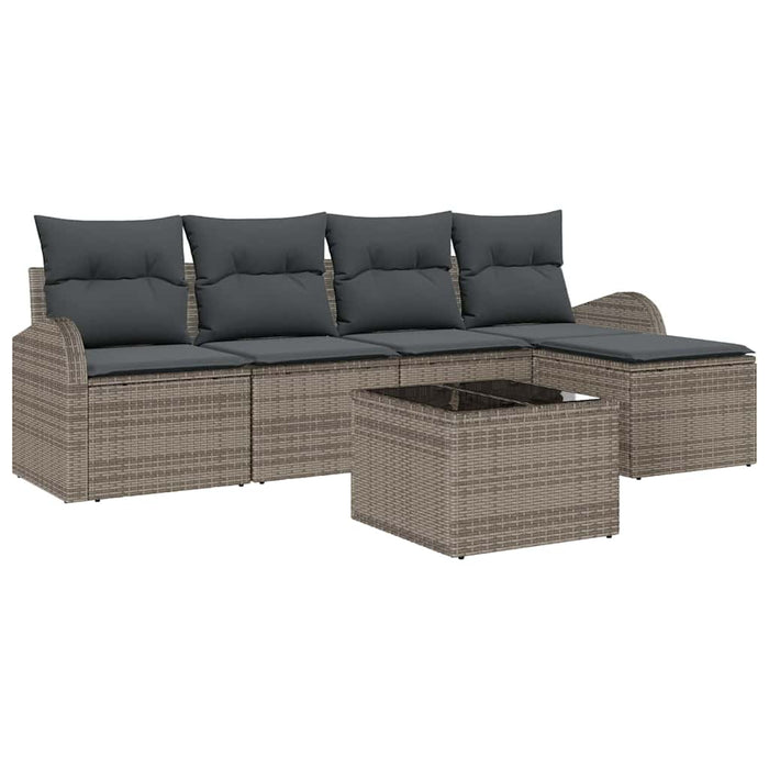 Set de canapele pentru grădină cu pernă 6 pcs Gri Rattan poli - WALTI WALTI