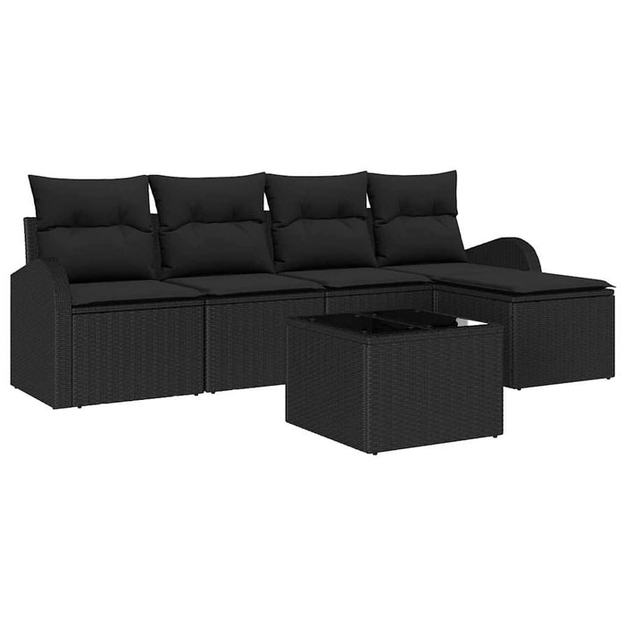 Set de canapele pentru grădină cu pernă 6 pcs Negru Rattan poli - WALTI WALTI