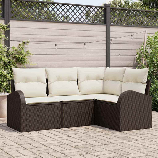 Set de canapele pentru grădină cu pernă 4 pcs Maro Rattan poli - WALTI WALTI