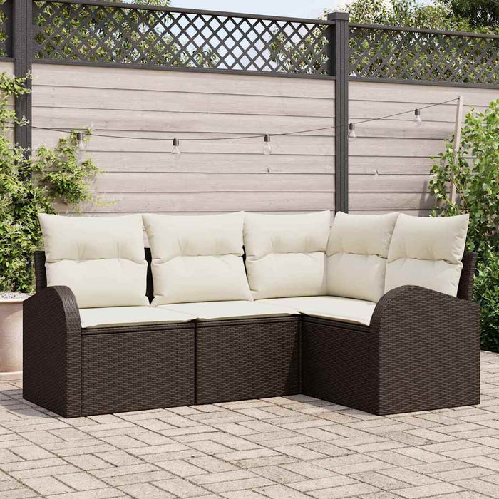 Set de canapele pentru grădină cu pernă 4 pcs Maro Rattan poli - WALTI WALTI