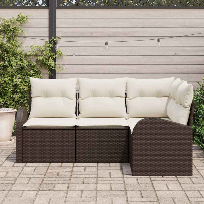 Set de canapele pentru grădină cu pernă 4 pcs Maro Rattan poli - WALTI WALTI