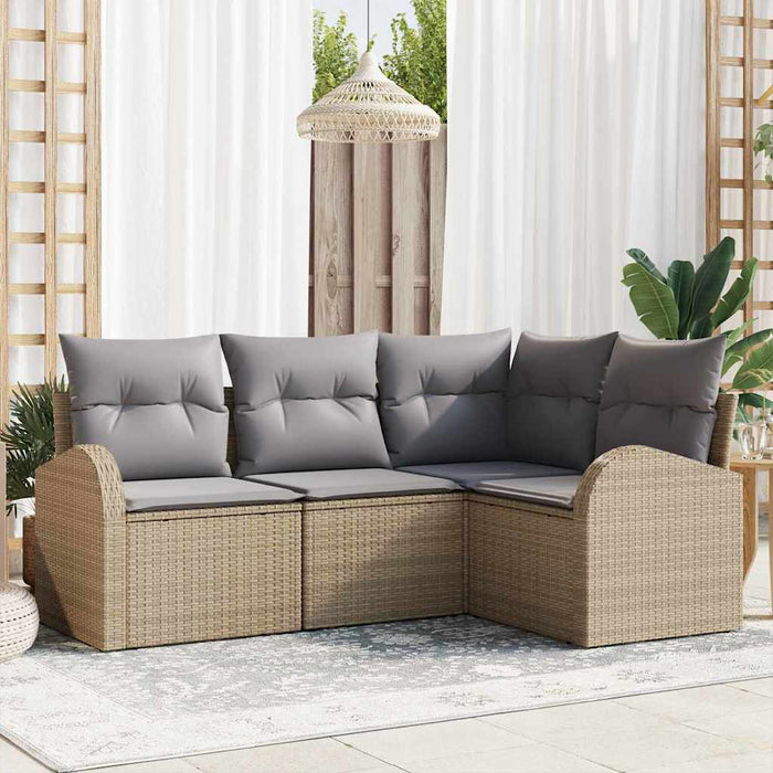 Set de canapele pentru grădină cu pernă 4 pcs Bej Rattan poli - WALTI WALTI