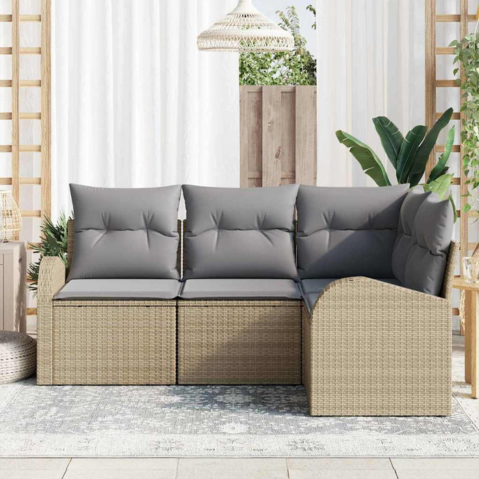 Set de canapele pentru grădină cu pernă 4 pcs Bej Rattan poli - WALTI WALTI