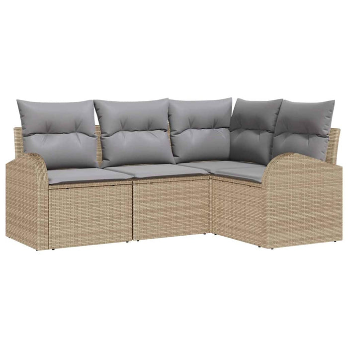 Set de canapele pentru grădină cu pernă 4 pcs Bej Rattan poli - WALTI WALTI