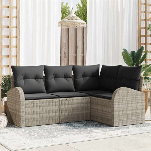 Set de canapele pentru grădină 4 pcs Gri deschis Rattan poli - WALTI WALTI