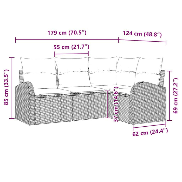 Set de canapele pentru grădină 4 pcs Gri deschis Rattan poli - WALTI WALTI
