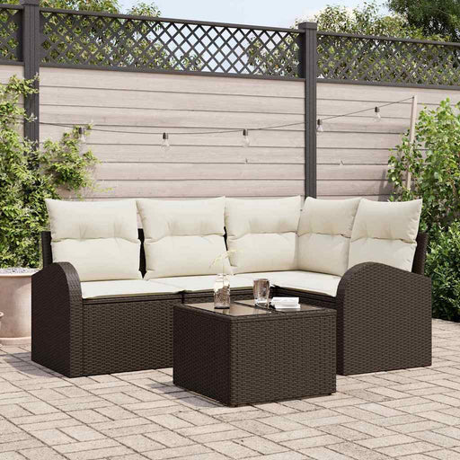 Set de canapele pentru grădină cu pernă 5 pcs Maro Rattan poli - WALTI WALTI