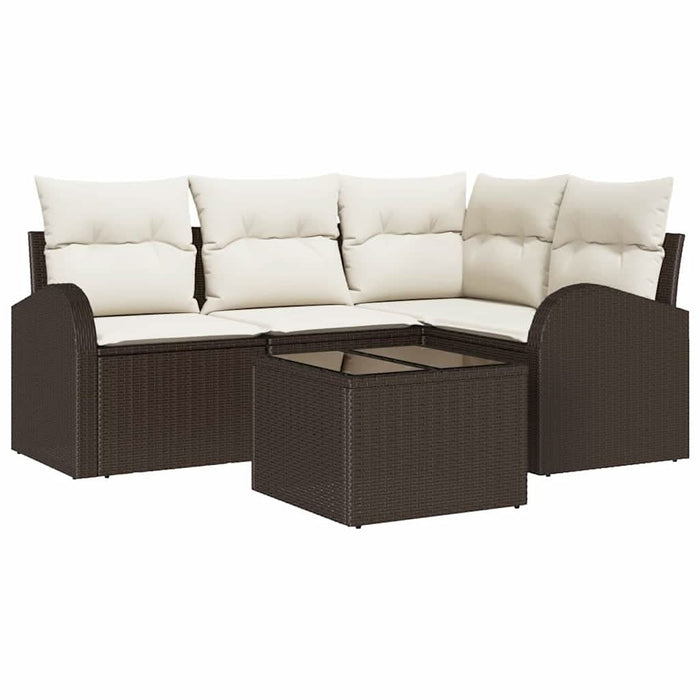 Set de canapele pentru grădină cu pernă 5 pcs Maro Rattan poli - WALTI WALTI