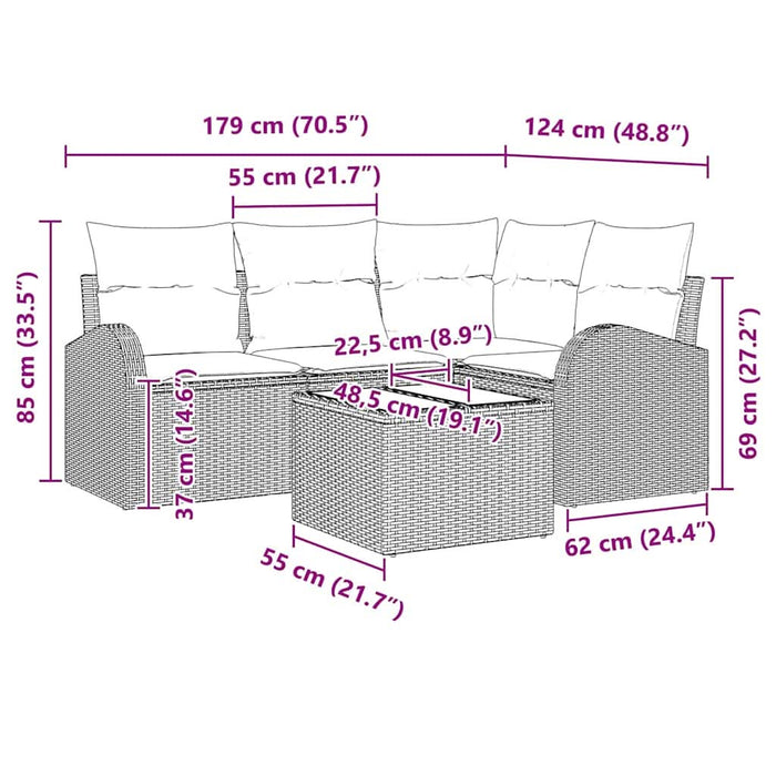 Set de canapele pentru grădină cu pernă 5 pcs Maro Rattan poli - WALTI WALTI