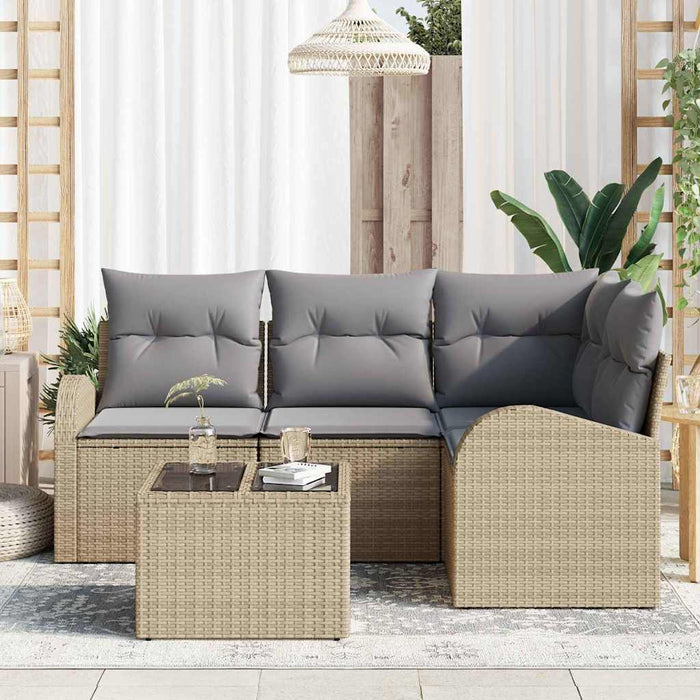 Set de canapele pentru grădină cu pernă 5 pcs Bej Rattan poli - WALTI WALTI