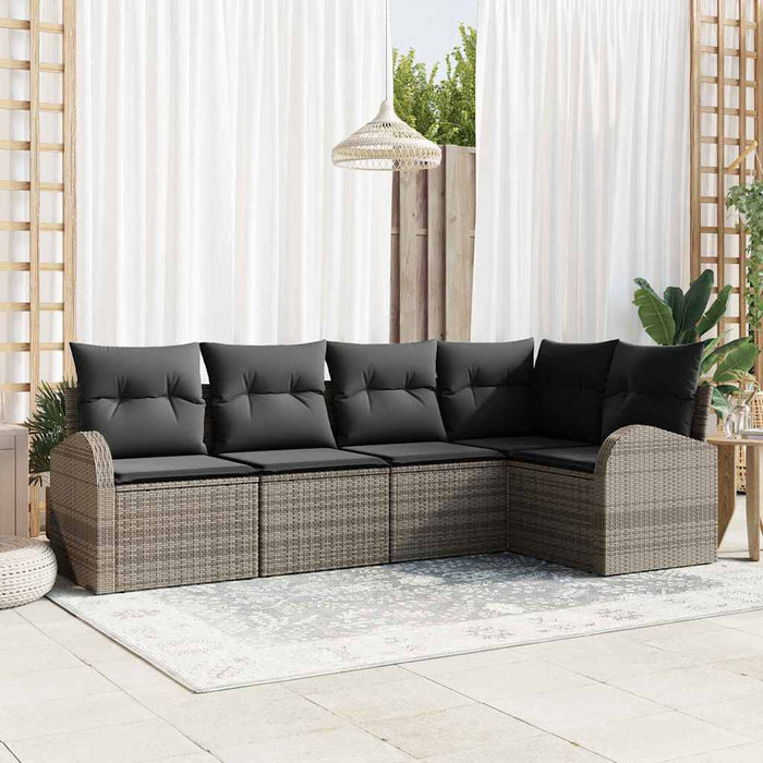 Set de canapele pentru grădină cu pernă 5 pcs Gri Rattan poli - WALTI WALTI