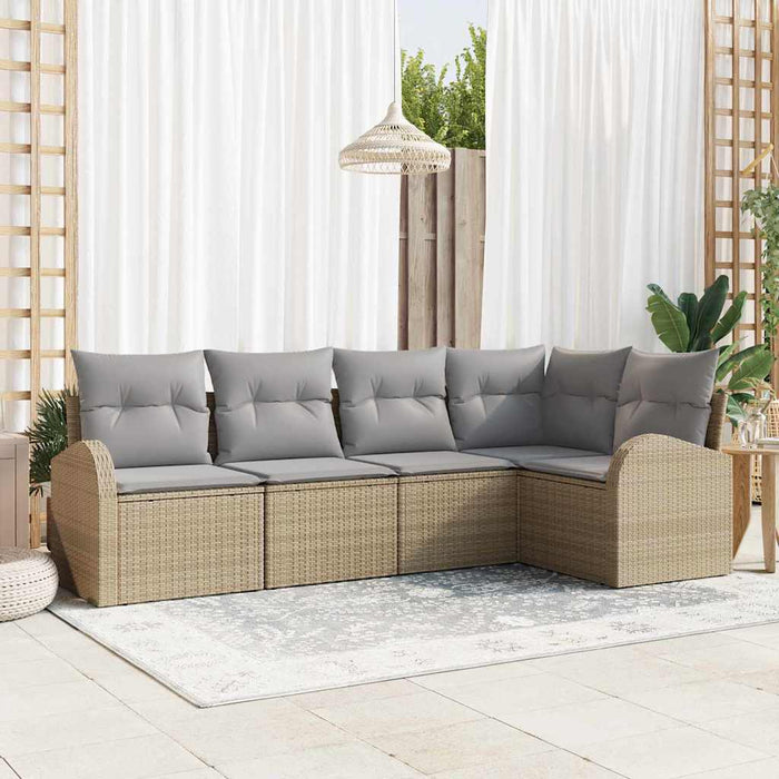 Set de canapele pentru grădină cu pernă 5 pcs Bej Rattan poli - WALTI WALTI