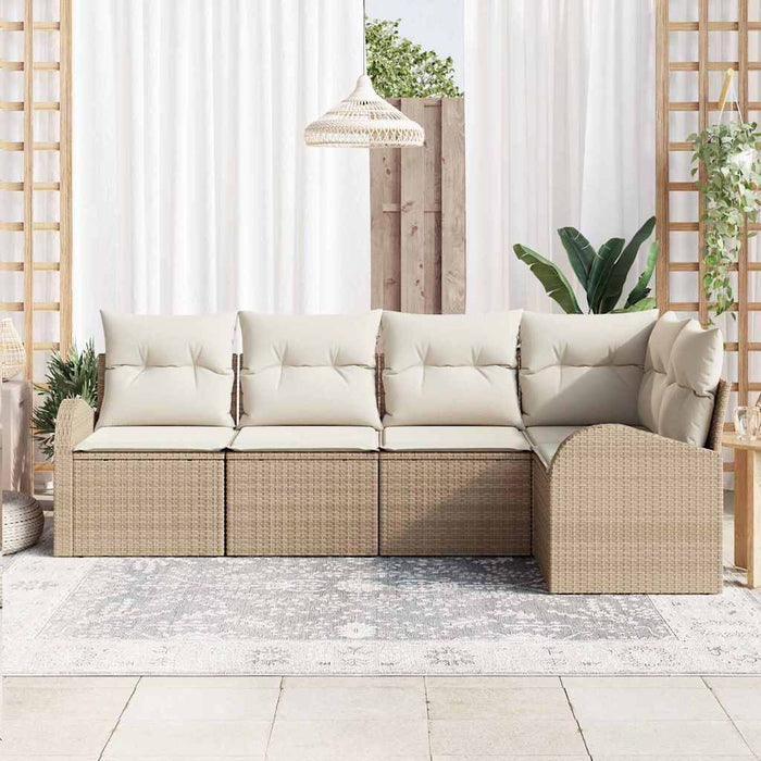 Set de canapea cu pernă 5 pcs Bej Poliester WALTI