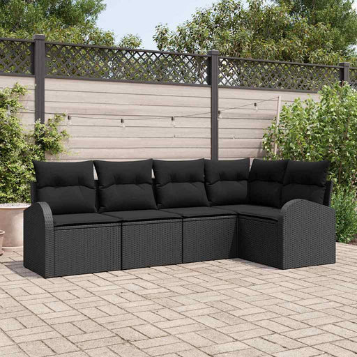 Set de canapele pentru grădină cu pernă 5 pcs Negru Rattan poli - WALTI WALTI