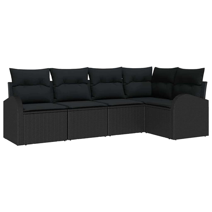 Set de canapele pentru grădină cu pernă 5 pcs Negru Rattan poli - WALTI WALTI
