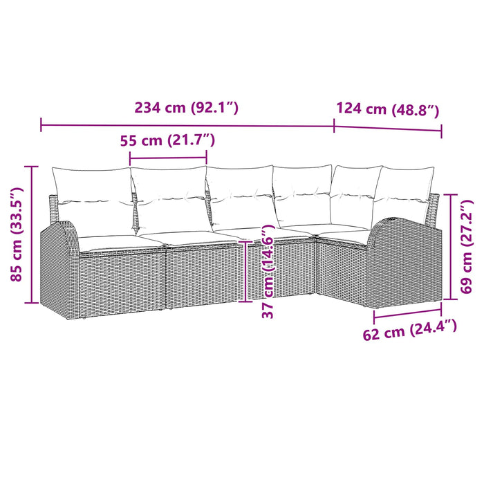 Set de canapele pentru grădină 5 pcs Maro poliratan - WALTI WALTI