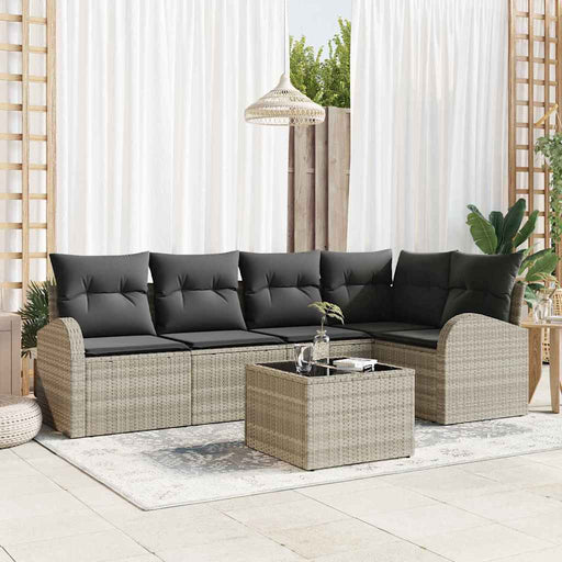 Set de canapele pentru grădină 6 pcs Gri deschis Rattan poli - WALTI WALTI