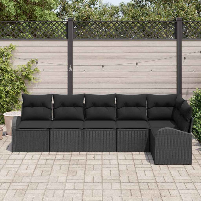Set de canapele pentru grădină cu pernă 6 pcs Negru Rattan poli - WALTI WALTI