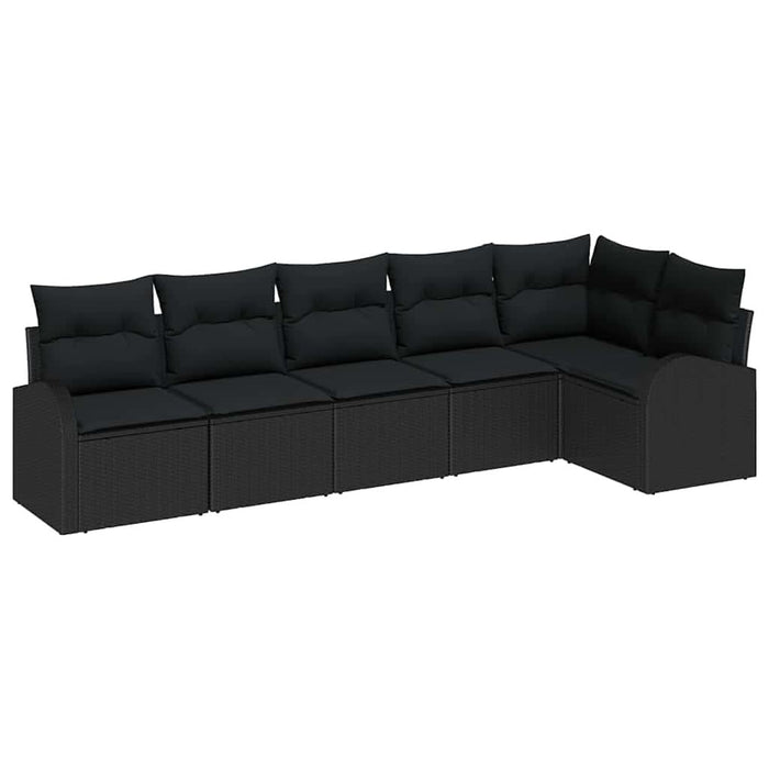 Set de canapele pentru grădină cu pernă 6 pcs Negru Rattan poli - WALTI WALTI