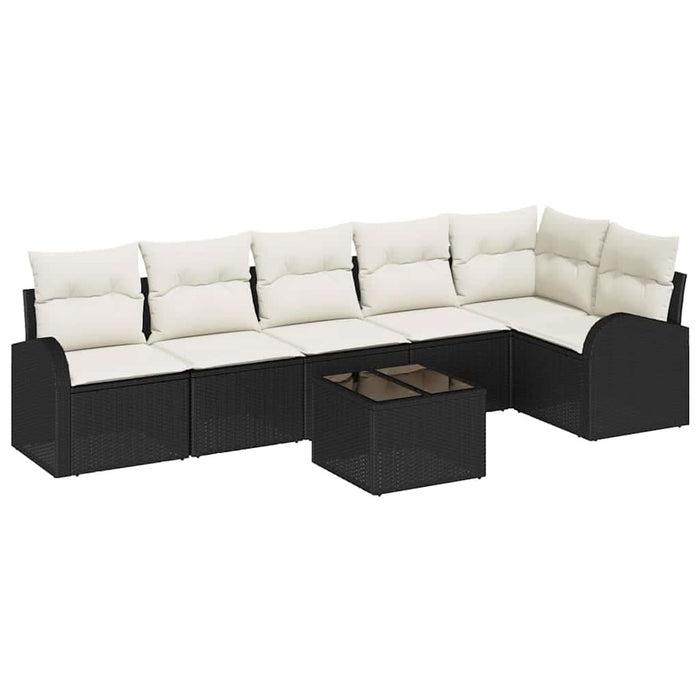 Set de canapele pentru grădină cu pernă 7 pcs Negru Rattan poli - WALTI WALTI