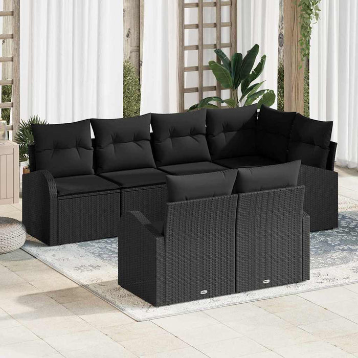 Set de canapele pentru grădină cu pernă 7 pcs Negru Rattan poli - WALTI WALTI