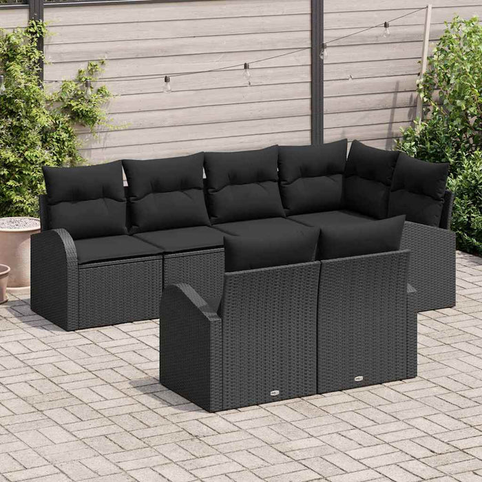 Set de canapele pentru grădină cu pernă 7 pcs Negru Rattan poli - WALTI WALTI