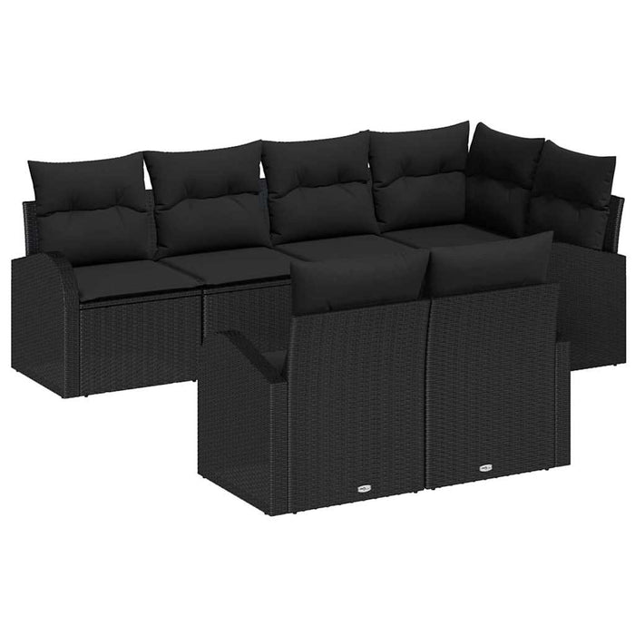 Set de canapele pentru grădină cu pernă 7 pcs Negru Rattan poli - WALTI WALTI
