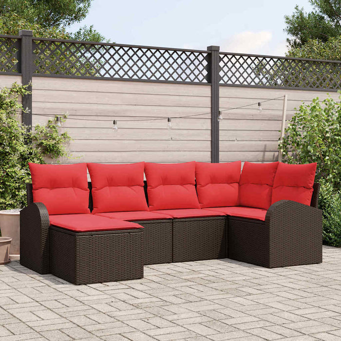 Set de canapele pentru grădină cu pernă 6 pcs Maro Poli Rattan - WALTI WALTI