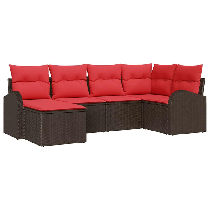 Set de canapele pentru grădină cu pernă 6 pcs Maro Poli Rattan - WALTI WALTI