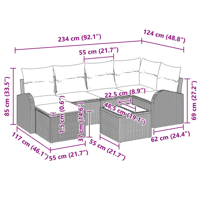 Set de canapele pentru grădină cu pernă 7 pcs Maro Poli Rattan - WALTI WALTI
