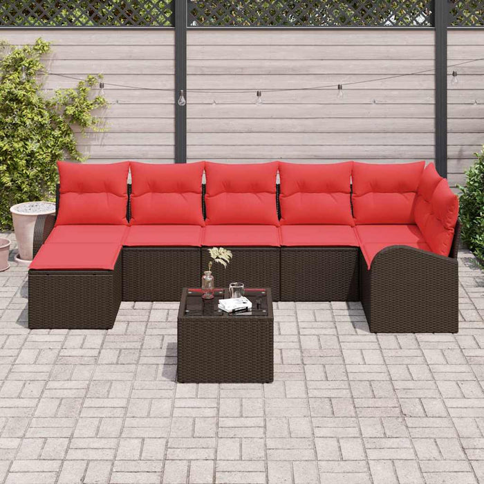 Set de canapele pentru grădină cu pernă 8 pcs Maro Poli Rattan - WALTI WALTI