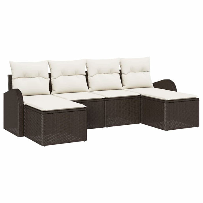 Set de canapele pentru grădină cu pernă 6 pcs Maro Rattan poli - WALTI WALTI