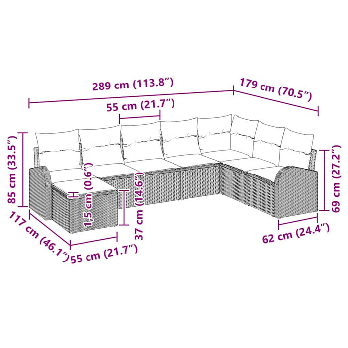 Set de canapele pentru grădină 8 buc. Negru - WALTI WALTI