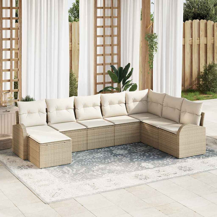 Set de canapele pentru grădină cu pernă 8 pcs Bej Rattan poli - WALTI WALTI