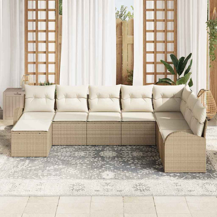 Set de canapele pentru grădină cu pernă 8 pcs Bej Rattan poli - WALTI WALTI