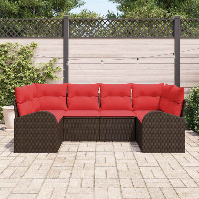 Set de canapele pentru grădină cu pernă 6 pcs Maro Poli Rattan - WALTI WALTI