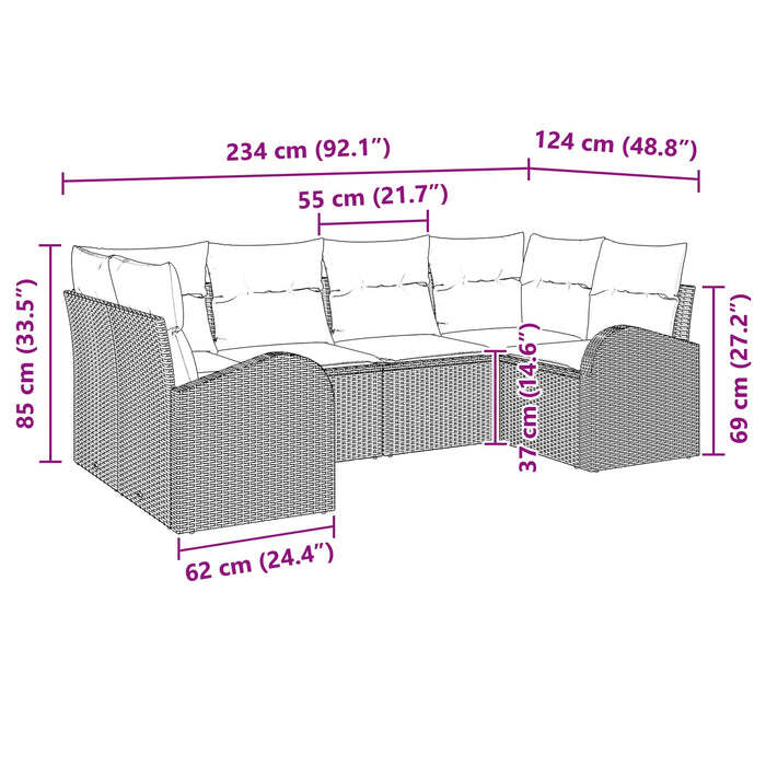 Set de canapele pentru grădină cu pernă 6 pcs Maro Poli Rattan - WALTI WALTI