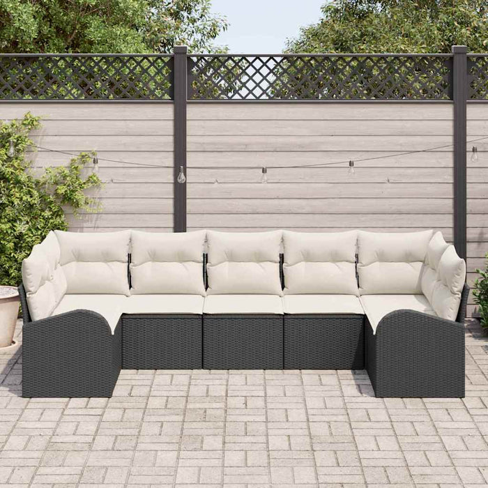 Set de canapea de grădină cu 7 piese și perne Poly Rattan Negru - WALTI WALTI