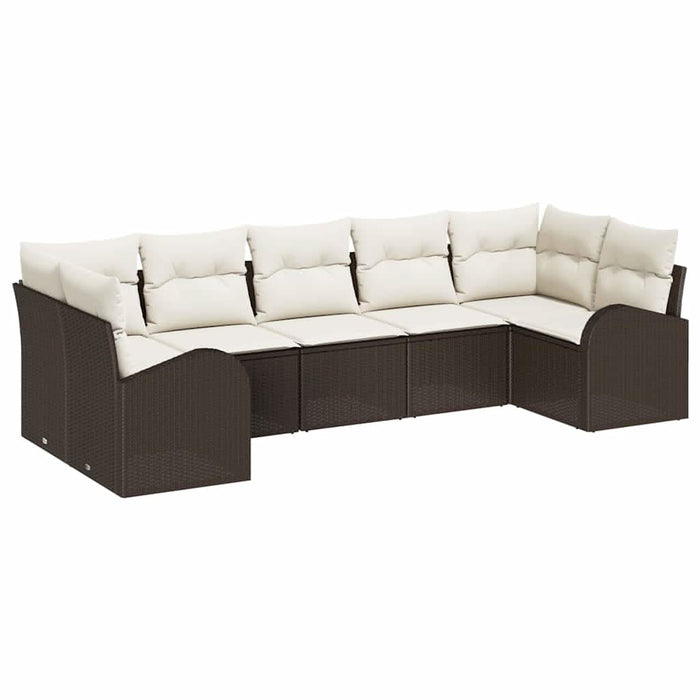 set de sofa pentru grădină 7 piese cu perne maro din rattan - WALTI WALTI