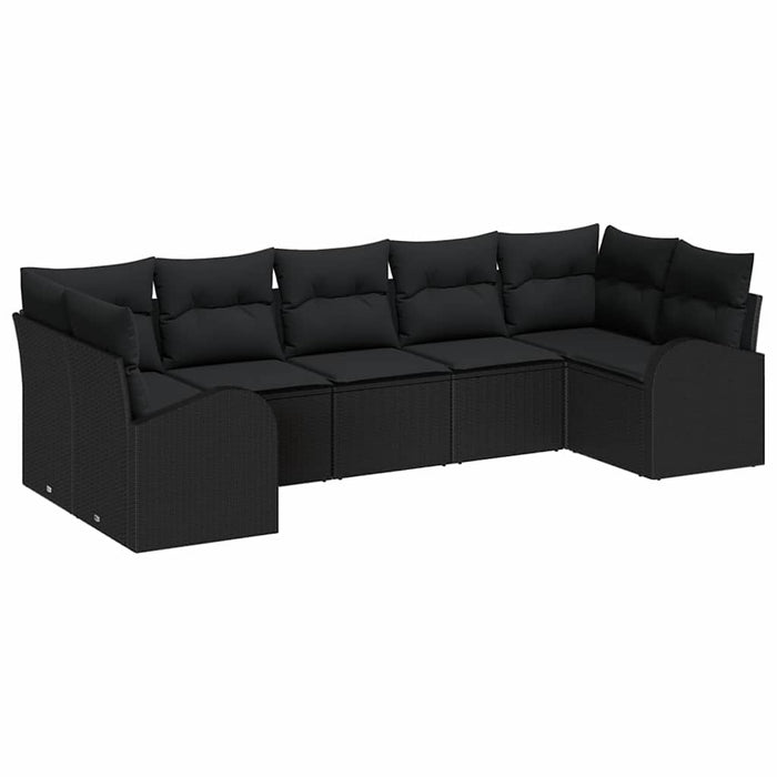 Set de canapea 7 pcs Negru poliratan - WALTI WALTI