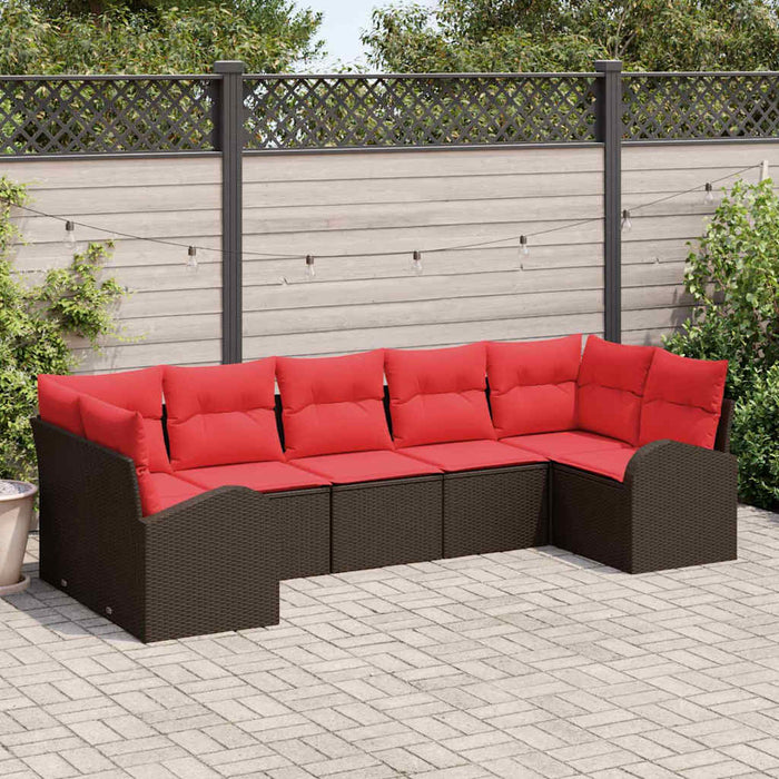 Set de canapele pentru grădină cu pernă 7 pcs Maro Poli Rattan - WALTI WALTI