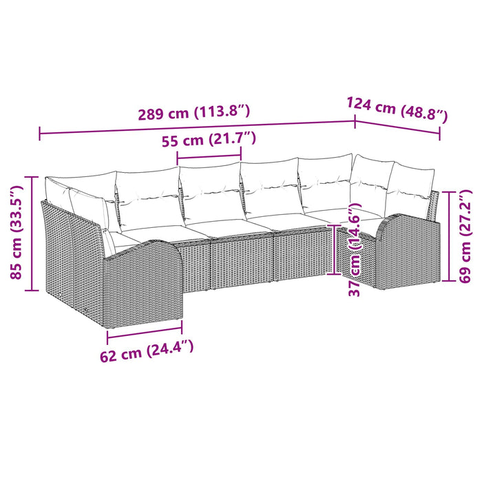 Set de canapele pentru grădină cu pernă 7 pcs Maro Poli Rattan - WALTI WALTI
