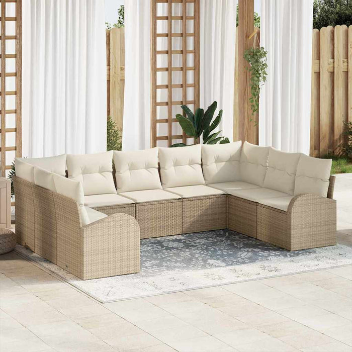 Set de canapea cu pernă 9 pcs Bej Poli Rattan WALTI