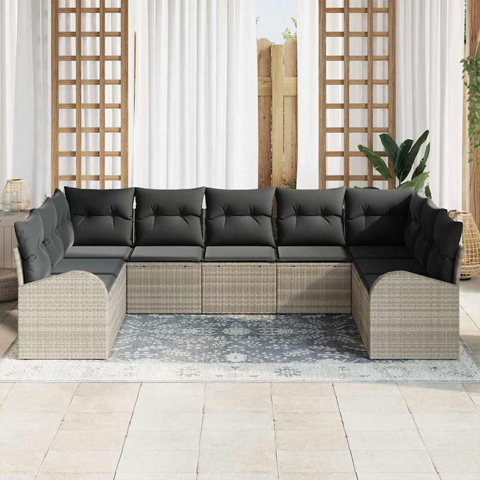 Set de canapele pentru grădină 9 pcs Gri deschis Rattan poli - WALTI WALTI