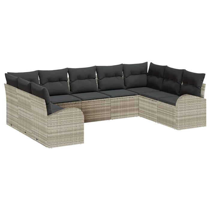 Set de canapele pentru grădină 9 pcs Gri deschis Rattan poli - WALTI WALTI